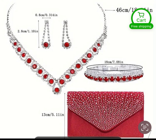 4pieces stylish hand bags + earrings and necklaces